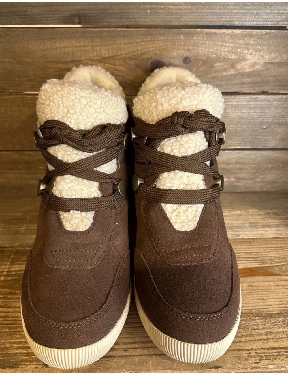 New Womens Sorel Out N About Cozy Wedge Brown Suede Ankle Boots Booties Size 9 M